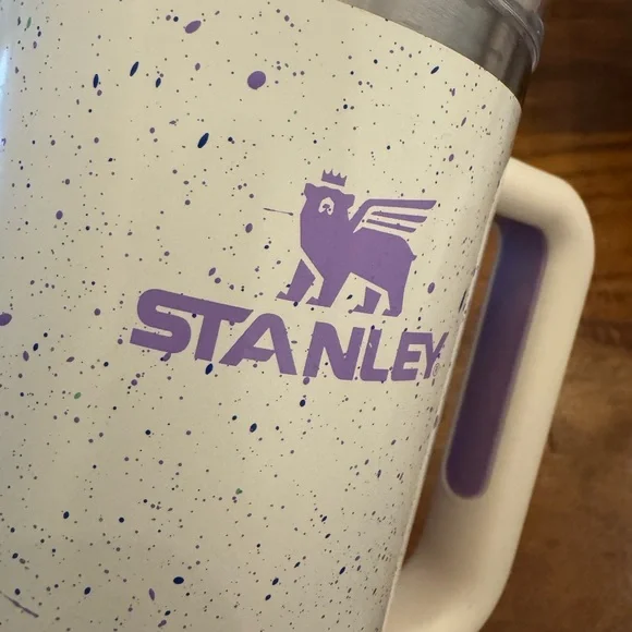Stanley 30oz White Speckled Tumbler with Purple Logo - Picture 9 of 9